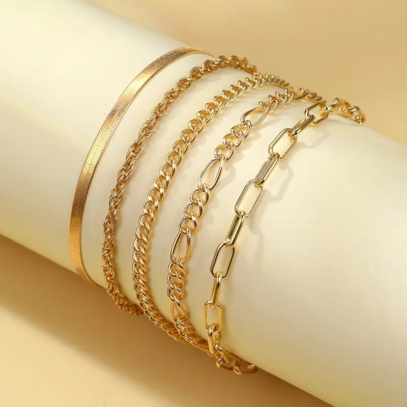 Gilded Steps 5 piece Anklet Set