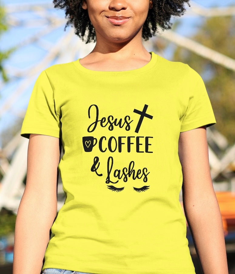 Jesus Coffee and Lashes Tee - More by Mina