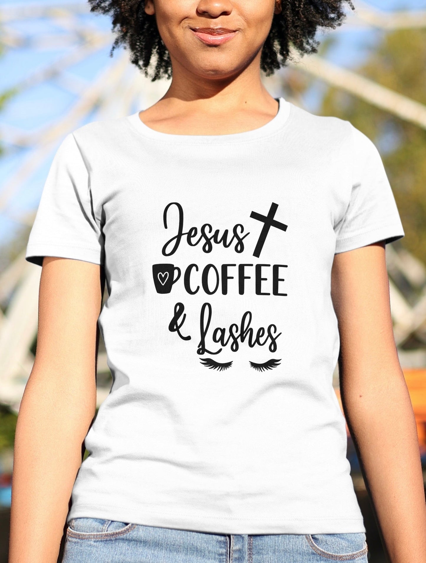 Jesus Coffee and Lashes Tee - More by Mina