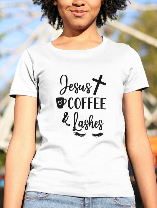 Jesus Coffee and Lashes Tee - More by Mina