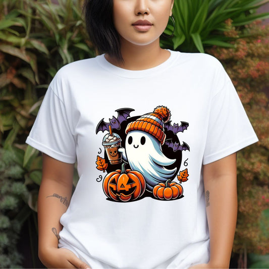 Halloween Ghost & Coffee Unisex Tee '24